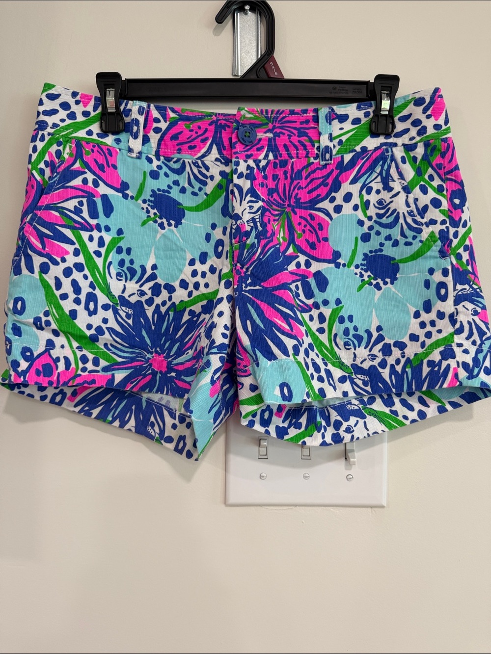 Lilly Pulitzer Floral Patchwork Cotton Shorts - Blue, Pink, Green
